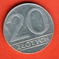 Polen 20 Zlotych 1989 ohne Riffelrand