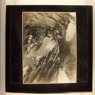 Alte Glas-Fotoplatte- " Kampf in Bergen " - Photo-Atelier Franz Beck Ohrdruf i. Th.
