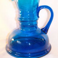 Blaue Bubble Glas Kanne / Vase, 70er Jahre