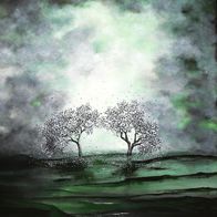 Landschaft - Gemälde in Öl/ Acryl - Leinwand - UNIKAT - 80 x 60 cm - Bäume