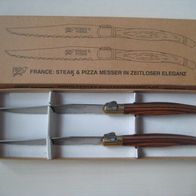 2 Steakmesser Pizzamesser mit Griff aus Pakkaholz