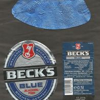 Bieretikett: Becks Blue Alkoholfrei