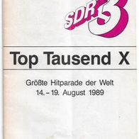 Heft - SDR 3 - Top Tausend X Hitparade , Auflistung von 1989