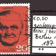 Berlin 1961 10. Todestag von Hans Böckler MiNr. 197 Vollstempel