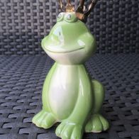 Deko Figur "Froschkönig" Frosch mit Krone grün Keramik Fenster Garten Geschenk