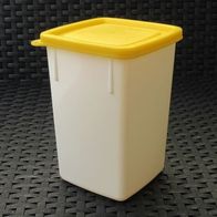 Original DDR Plaste Dose 1000ml Pneumant weiß/ gelb Vorrats Aufbewahrungs Behälter
