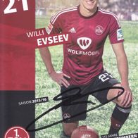 1. FC Nürnberg Autogrammkarte 2015 Willi Evseev