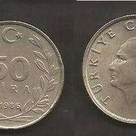 Münze Türkei: 50 Lira 1986