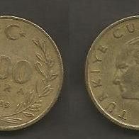 Münze Türkei: 100 Lira 1989