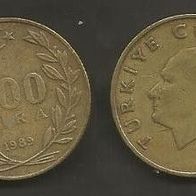 Münze Türkei: 500 Lira 1989