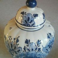 Deckelvase Keramik Delfts Handpainted Holland 245 Krone Höhe:12/18cm Breite 11cm