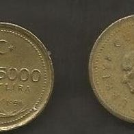 Münze Türkei: 5000 Lira 1996