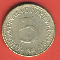 Jugoslawien 5 Dinara 1984