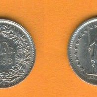 Schweiz 1/2 Franken 1968 B