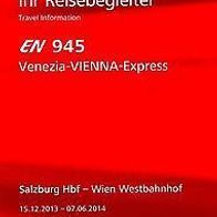 Reisebegleiter Reiseplan ÖBB Euronight EN 945 Venezia-VIENNA-Express 13-14 Wien