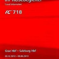 Reisebegleiter Reiseplan ÖBB Intercity IC 718 Graz - Salzburg 12-13 Österreich