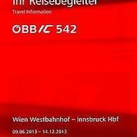 Reisebegleiter Reiseplan ÖBB Intercity IC 542 Wien - Innsbruck 2013 Österreich