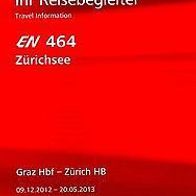 Reisebegleiter Reiseplan ÖBB Euronight EN 464 Graz - Zürich HB 12-13 Zürichsee
