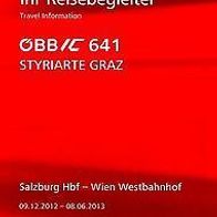 Reisebegleiter Reiseplan ÖBB Intercity IC 641 Salzburg Hbf -Wien 12-13 Styriate