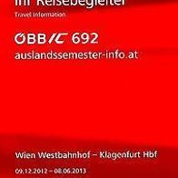 Reisebegleiter Reiseplan ÖBB Intercity IC 692 Wien - Klagenfurt 12-13 Österreich