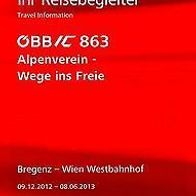 Reisebegleiter Reiseplan ÖBB Intercity IC 863 Bregenz - Wien 12-13 Alpenverein