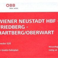 Fahrplan ÖBB 2003 Wiener Neustadt-Friedberg- Hartberg - Oberwart Strecke 520 Wr.