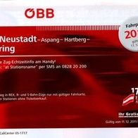 Fahrplan ÖBB 2011 Wiener Neustadt- Aspang- Hartberg - Fehring Strecke 520 Wr.