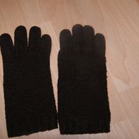 Damen-Finger-Handschuhe, Strick, dunkelbraun