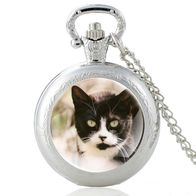 Taschenuhr, MHU-22 Halskette mit Uhr, Umhänge Uhr, mit Katze, Cat, Damenuhr Unisex