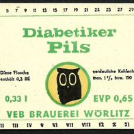ALT ! DDR Bieretikett Brauerei Wörlitz Oranienbaum-Wörlitz Lkr. Wittenberg
