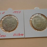 Österreich 1957 10 Schilling Silber