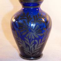 Alte, blaue Overlay Murano Glas-Vase, 50er Jahre