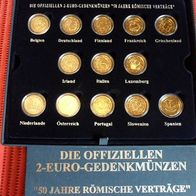 2007 Römische Verträge 13 x 2 Euro 14 Karat hartvergoldet mit Slowenien
