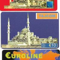 3 verschiedene Prepaid - Telefonkarten , leer , Tajcom , Euroline