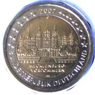 2 Euro Gedenkmünze 2007 Mecklenburg Schweriner Schloß "D" unzirkuliert / unc