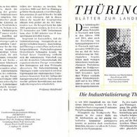 Thüringen Blätter zur Landeskunde, Die Industrialisierung Thüringens,