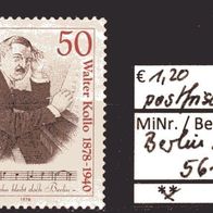 Berlin 1978 100. Geburtstag von Walter Kollo MiNr. 561 postfrisch