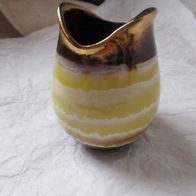 alte Vase, Fischmaul, German Pottery, gelb-braun-gold.12 cm