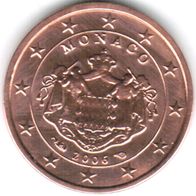 1 Cent Monaco 2006 Euro-Kursmünze mit Albert - Polierte Platte (PP)