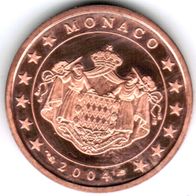 5 Cent Monaco 2004 Euro-Kursmünze mit Rainier - Polierte Platte (PP)