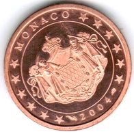 2 Cent Monaco 2004 Euro-Kursmünze mit Rainier - Polierte Platte (PP)