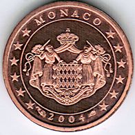 1 Cent Monaco 2004 Euro-Kursmünze mit Rainier - Polierte Platte (PP)