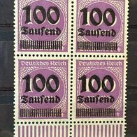 DR 289b 4-er-Rand-Block * Aufdruck obereMarken abgeplattet - rar - M€ unbek. #654