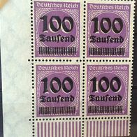 DR 289b 4-er-Eck-Rand-Block * Aufdruck obere Marken abgeplattet - rar - M€ unbek.#651