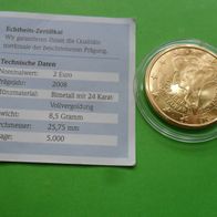 Slowenien 2008 2 Euro Trubar vergoldet mit Zertifikat