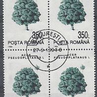 BM138) Rumänien Mi. Nr. 4988Y Viererblock gest. Bergahorn
