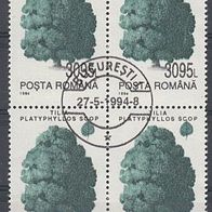 BM141) Rumänien Mi. Nr. 4991Y Viererblock gest. Sommerlinde