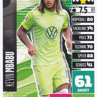 VFL Wolfsburg Topps Match Attax Trading Card 2020 Kevin Mbabu Nr.322