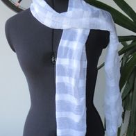 NEU: Schal Stola Tuch weiß 170 x 30 Polyester edel Knitter Look luftig