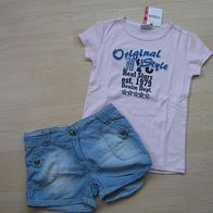 supersüße Jeansshorts / kurze Hose + T-Shirt (neu) YIGGA Gr.128/134 (0514)